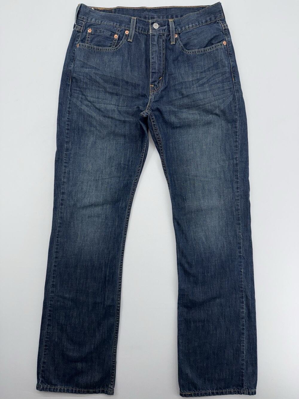 Levi's 527 Jeans Mens 32x34 Blue Slim Bootcut Dark Denim Whisker Cowboy Western